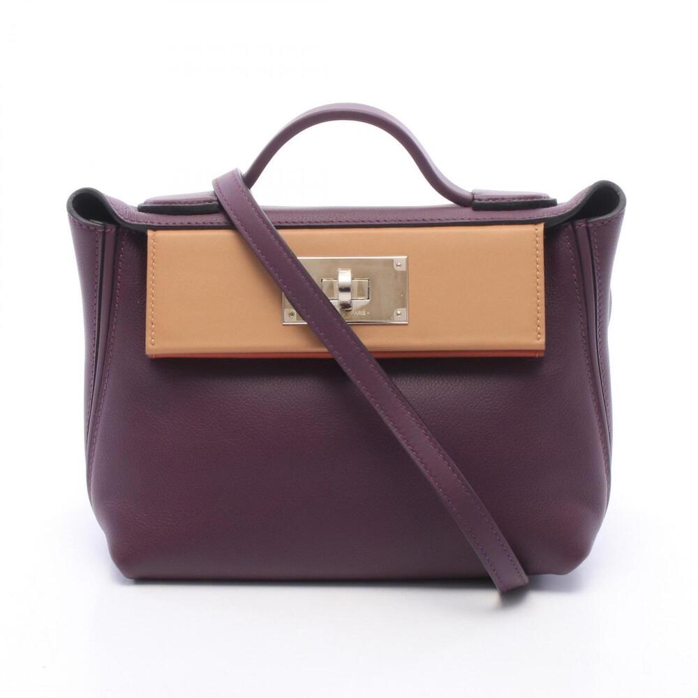 Hermes HERMES 24 Vanquatre 21 Mini Cassis Chai Brick 2-Way Handbag Leather Ev...